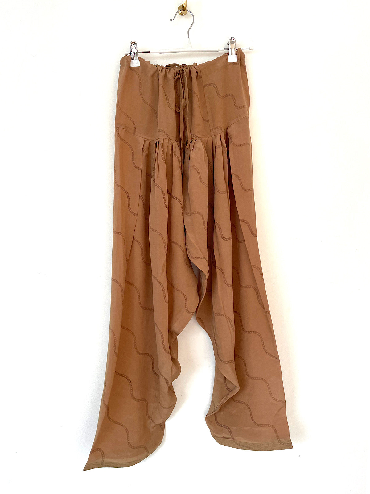 Pure silk harem trousers beige