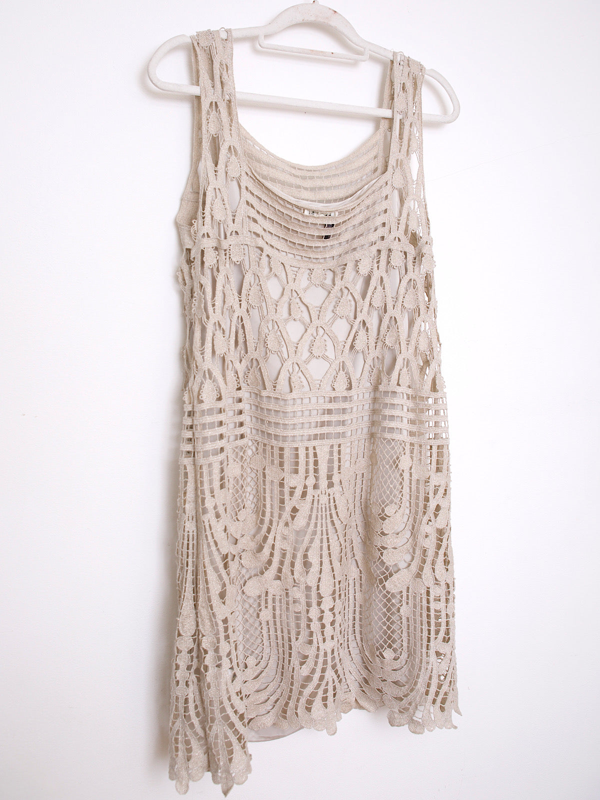 Beige crochet dress slightly silver shimmery