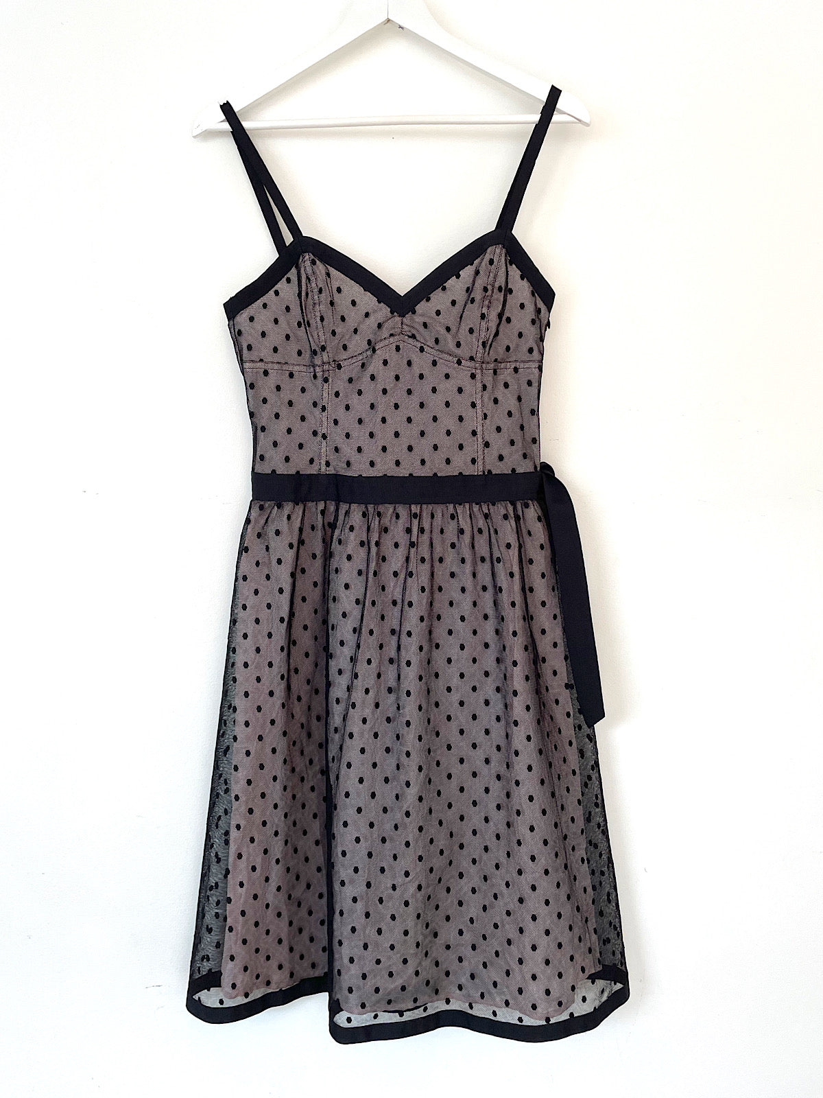 Vintage Topshop 90s slip dress black polka dot