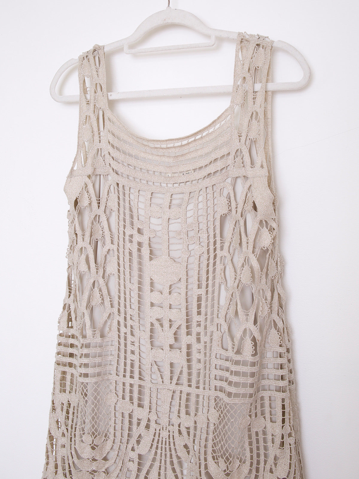 Beige crochet dress slightly silver shimmery