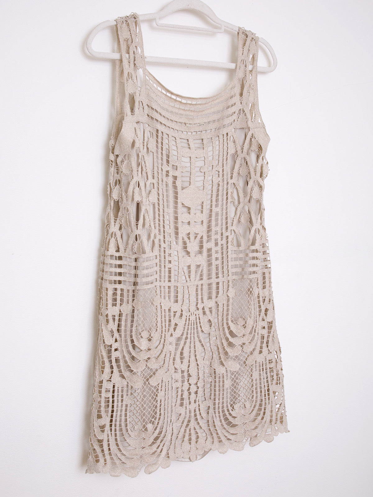 Beige crochet dress slightly silver shimmery