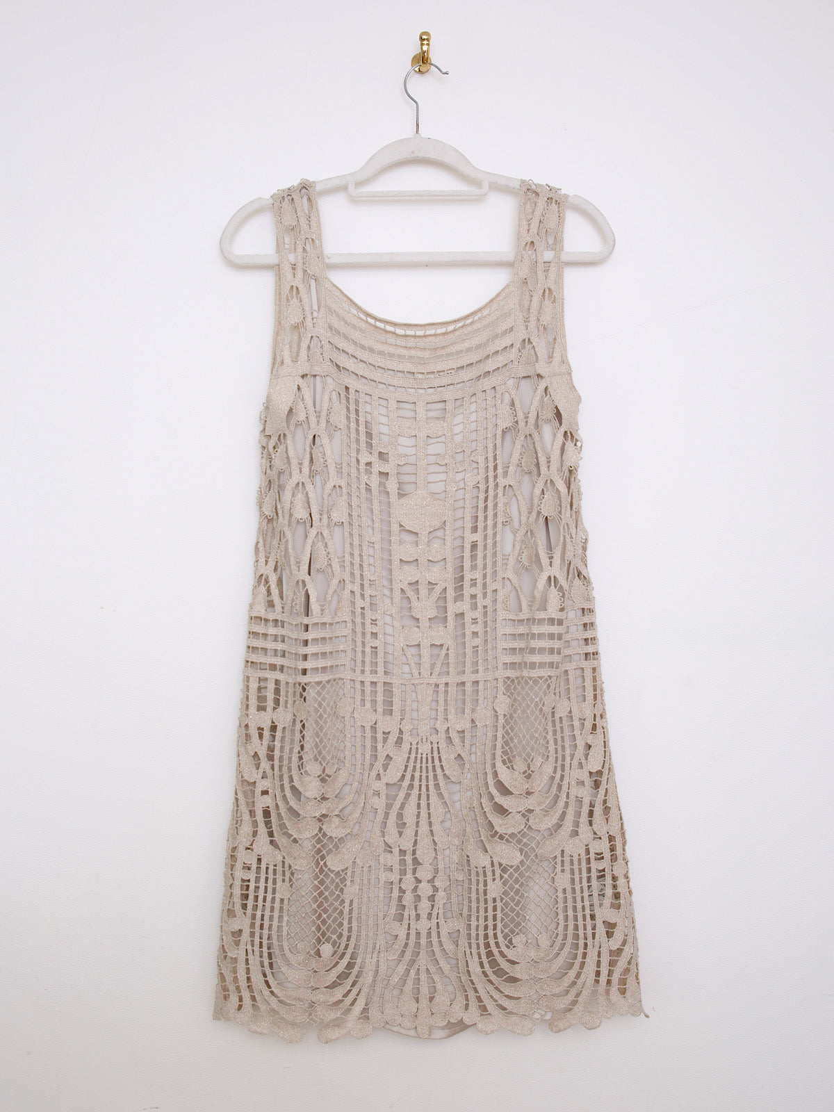 Beige crochet dress slightly silver shimmery