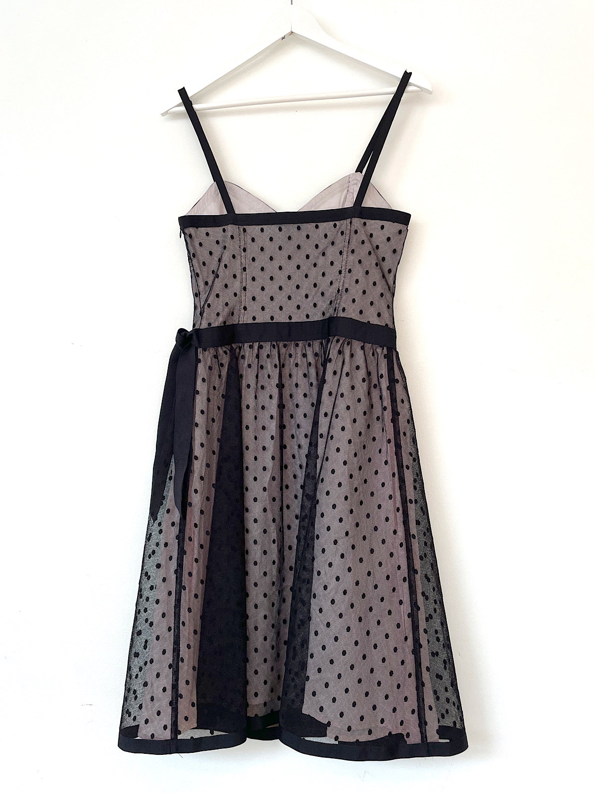 Vintage Topshop 90s slip dress black polka dot