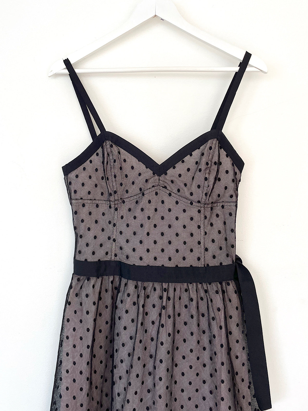 Vintage Topshop 90s slip dress black polka dot