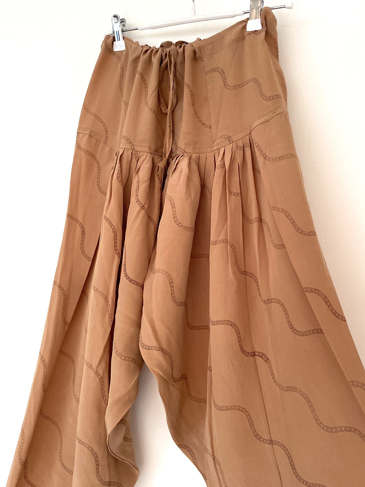 Pure silk harem trousers beige