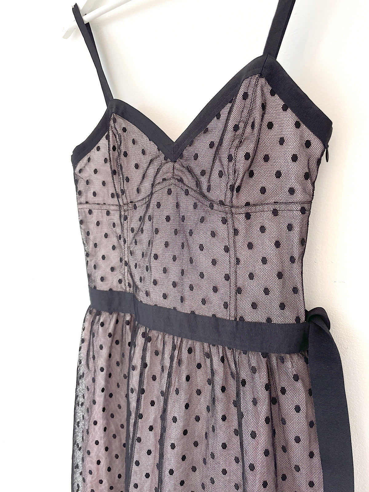 Vintage Topshop 90s slip dress black polka dot