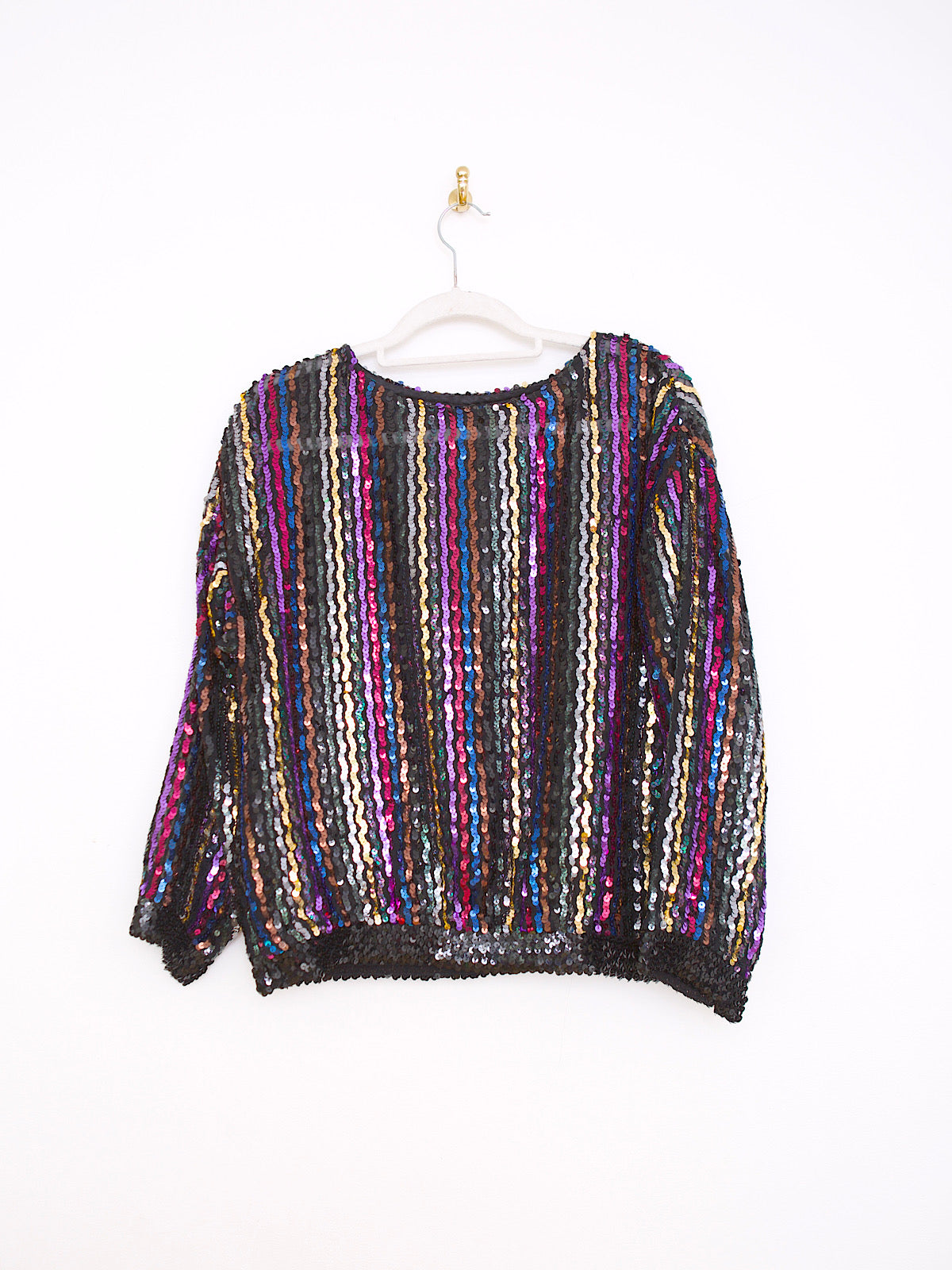 Vintage multicoloured sequins party top long sleeves