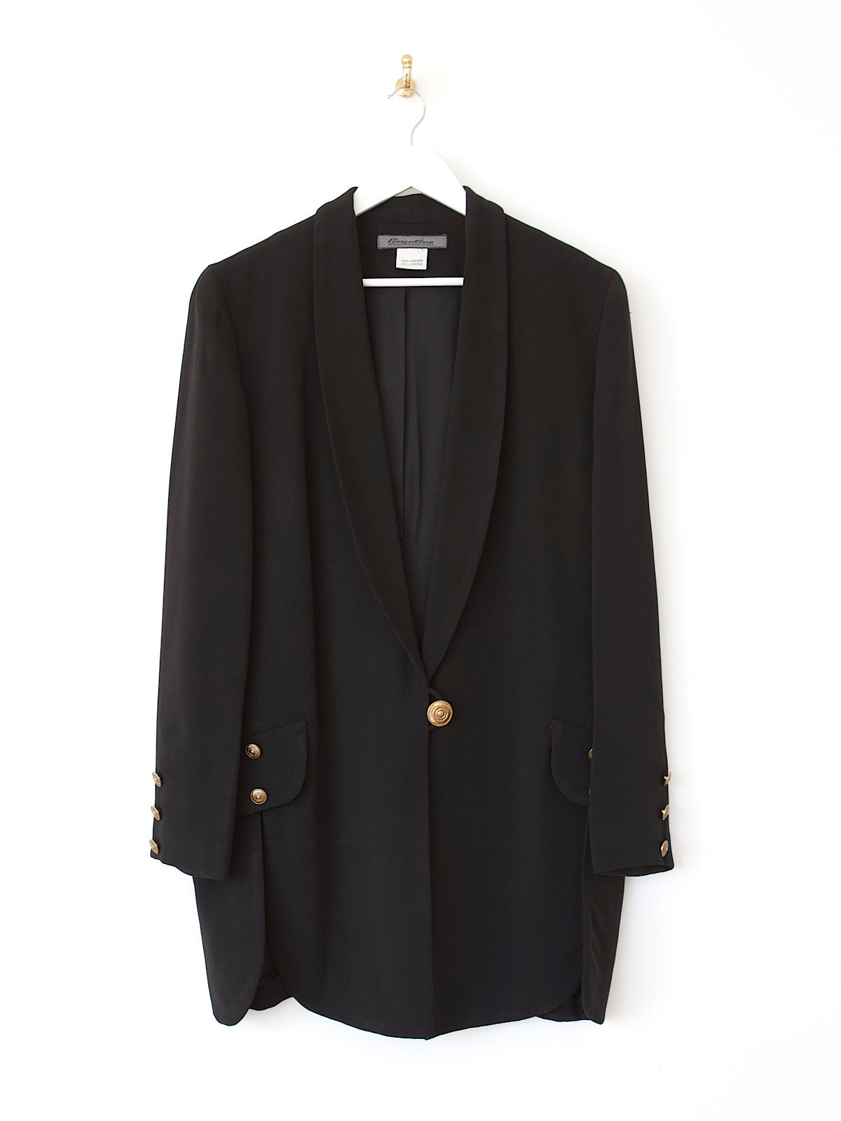 Vintage black long blazer beautiful gold buttons