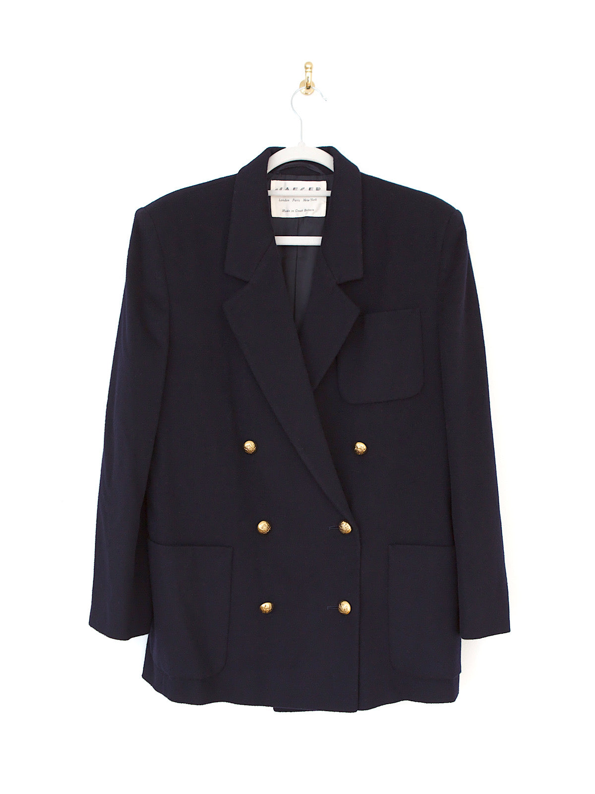 Classic vintage Jaeger blazer double breasted navy blue