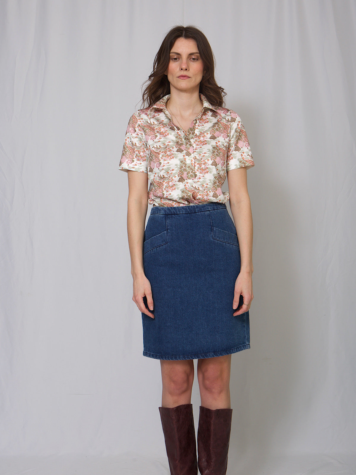 Vintage 80s blue denim skirt