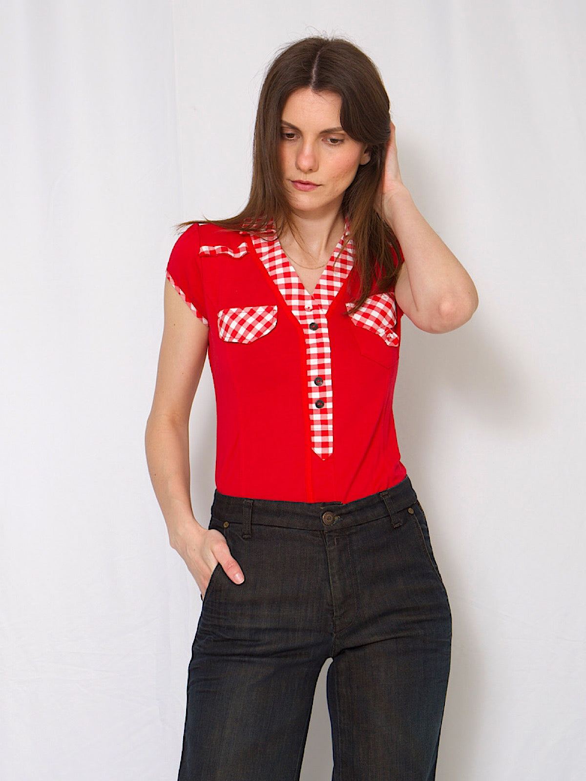 Vintage 90s red Gingham top