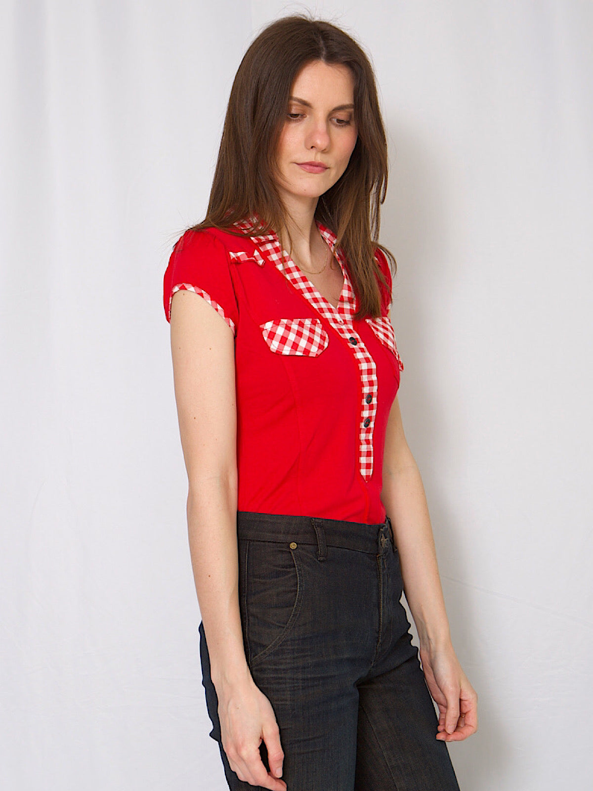 Vintage 90s red Gingham top