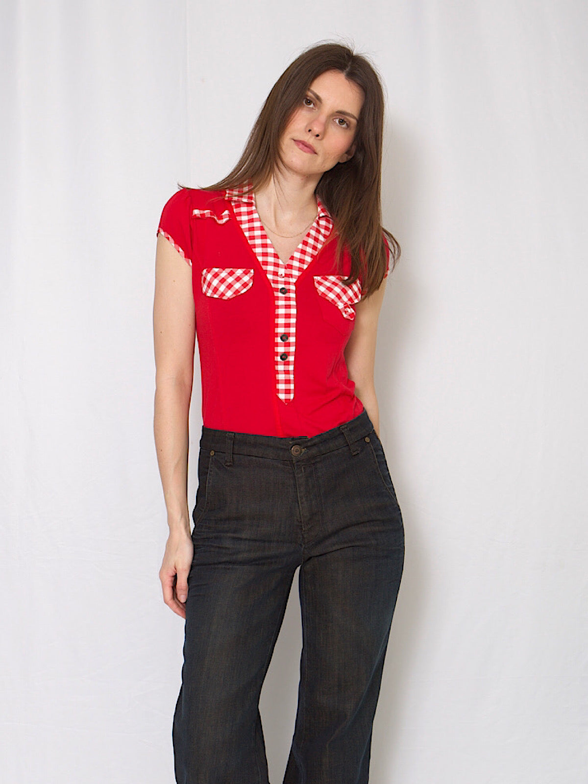 Vintage 90s red Gingham top