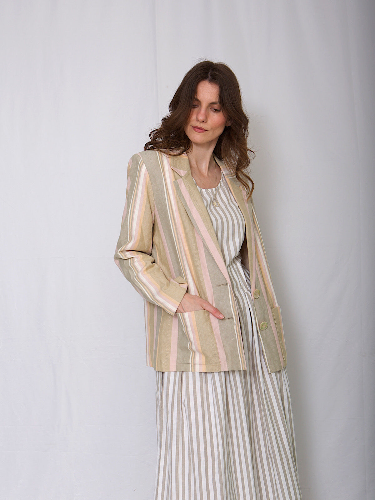 Vintage summer blazer pastel colours boxy shape