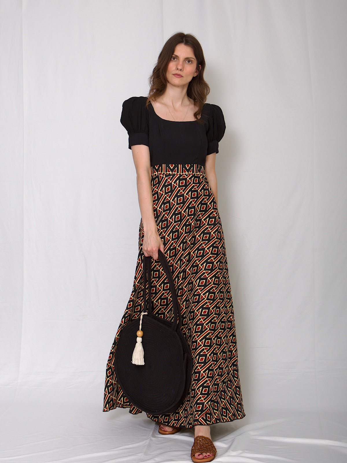 Long full length dress geometric print