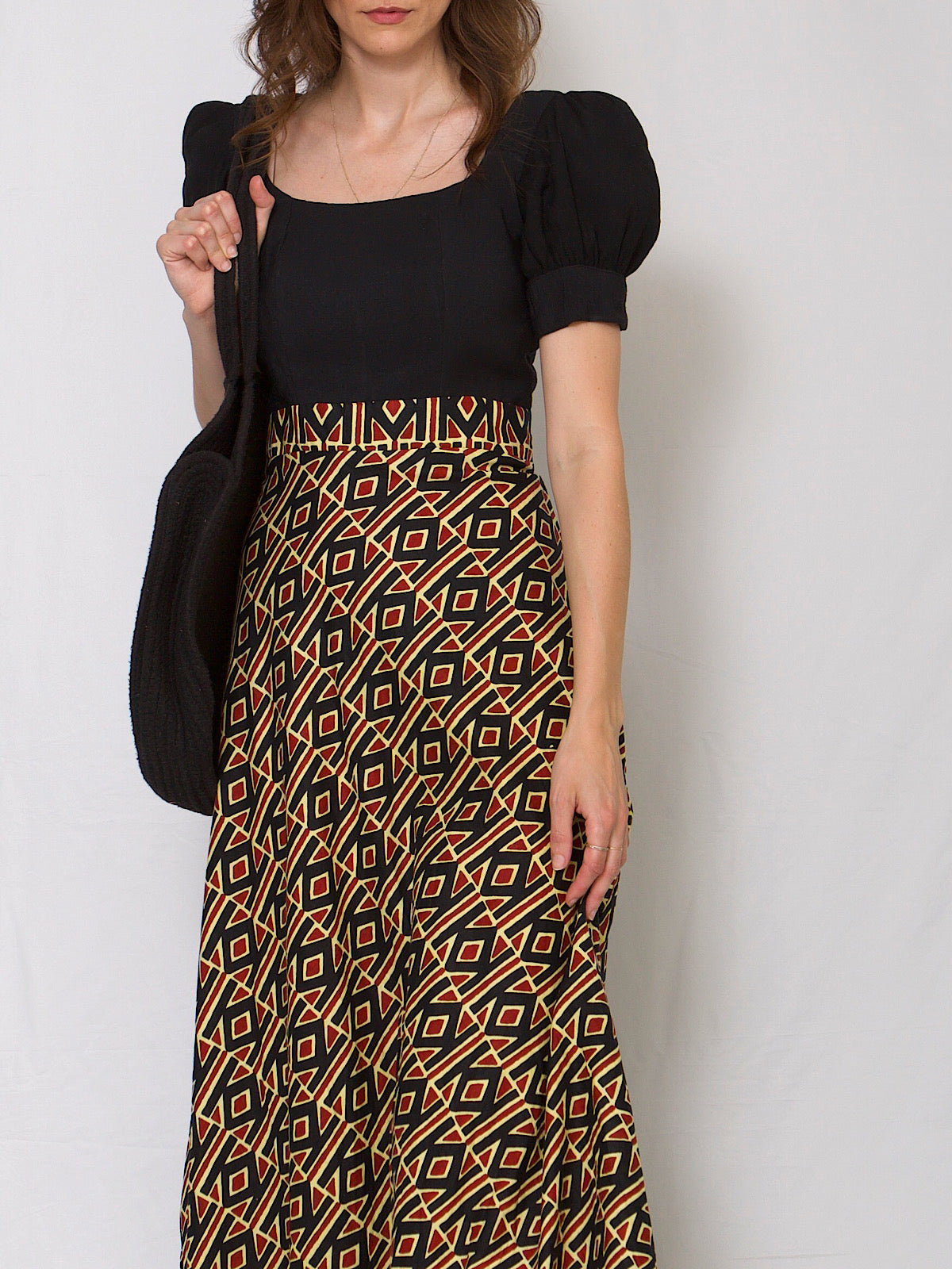 Long full length dress geometric print