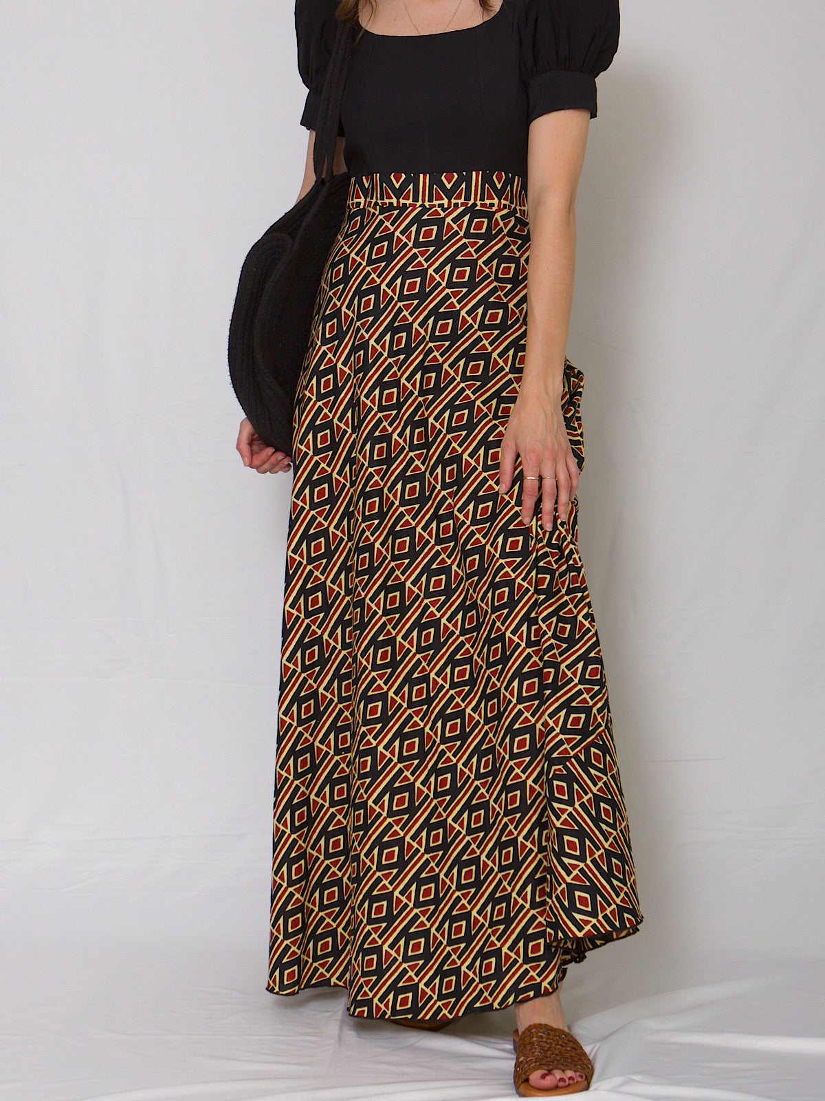 Long full length dress geometric print