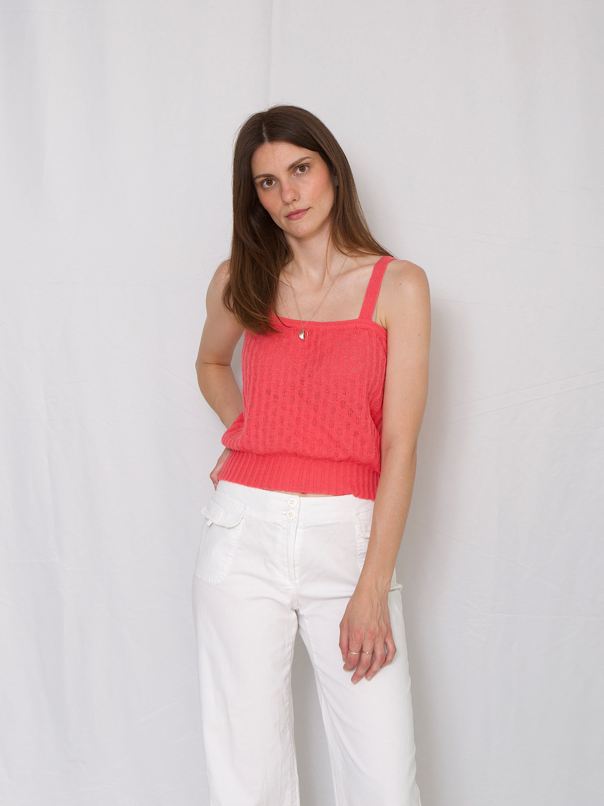 Vintage knitted vest top in pink