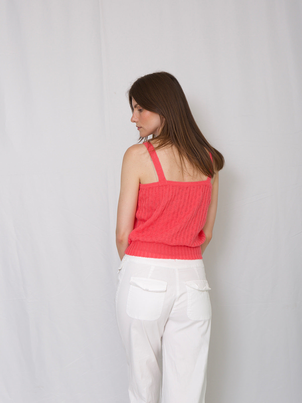 Vintage knitted vest top in pink