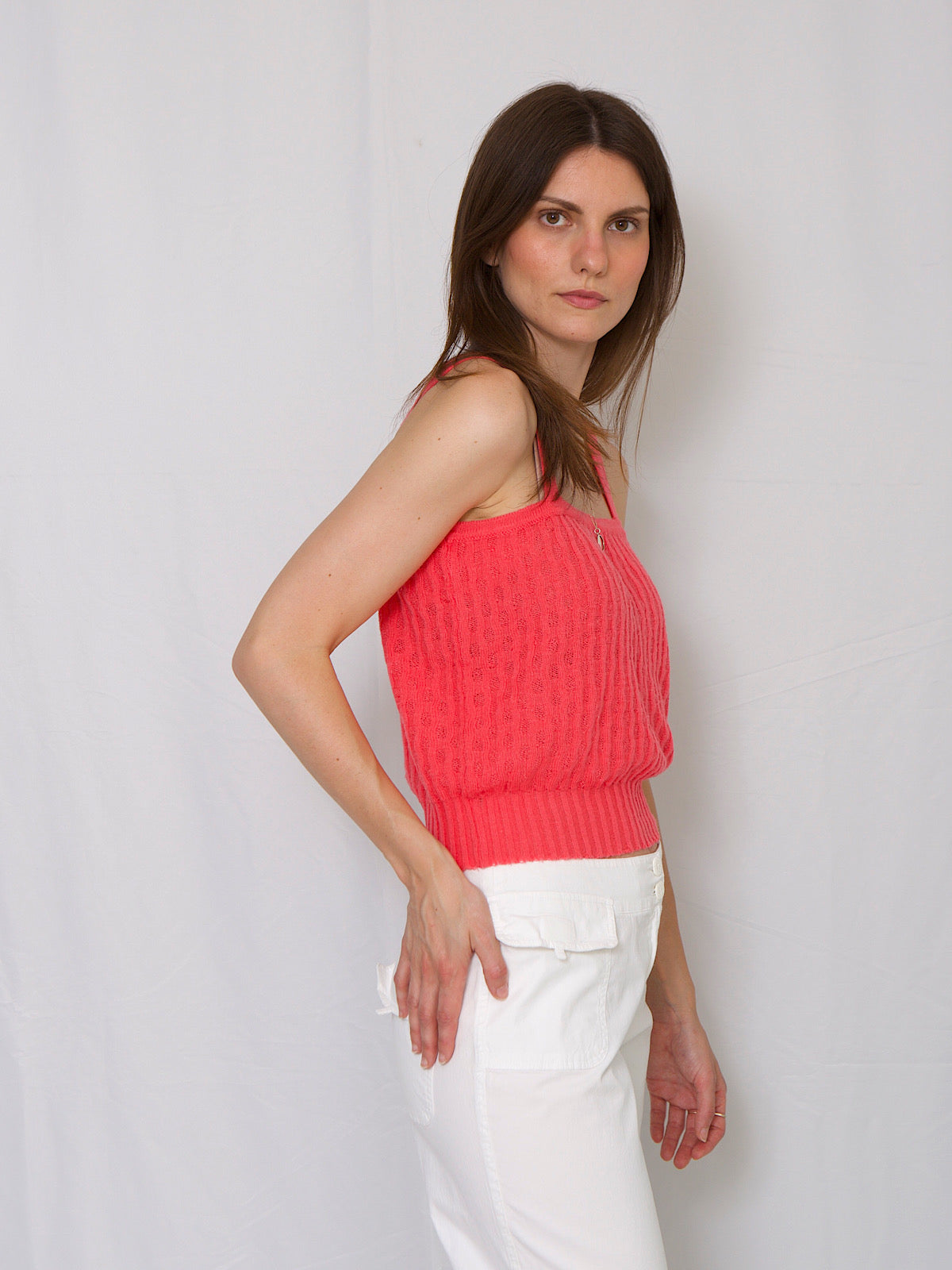 Vintage knitted vest top in pink