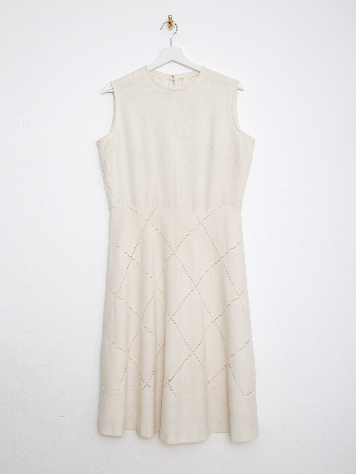 Vintage cream linen shift dress sleeveless