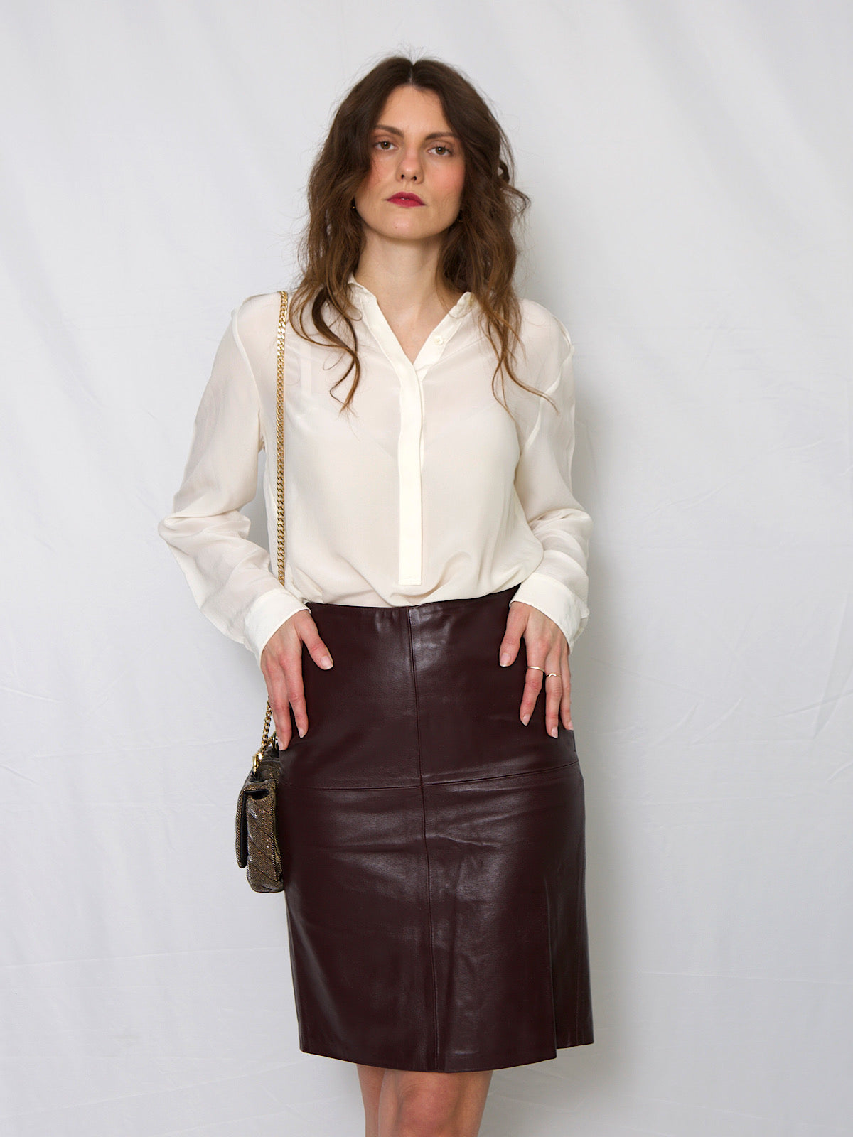 Vintage leather pencil skirt by Sisley