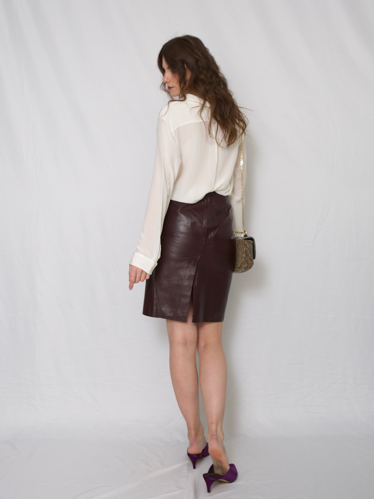 Vintage leather pencil skirt by Sisley