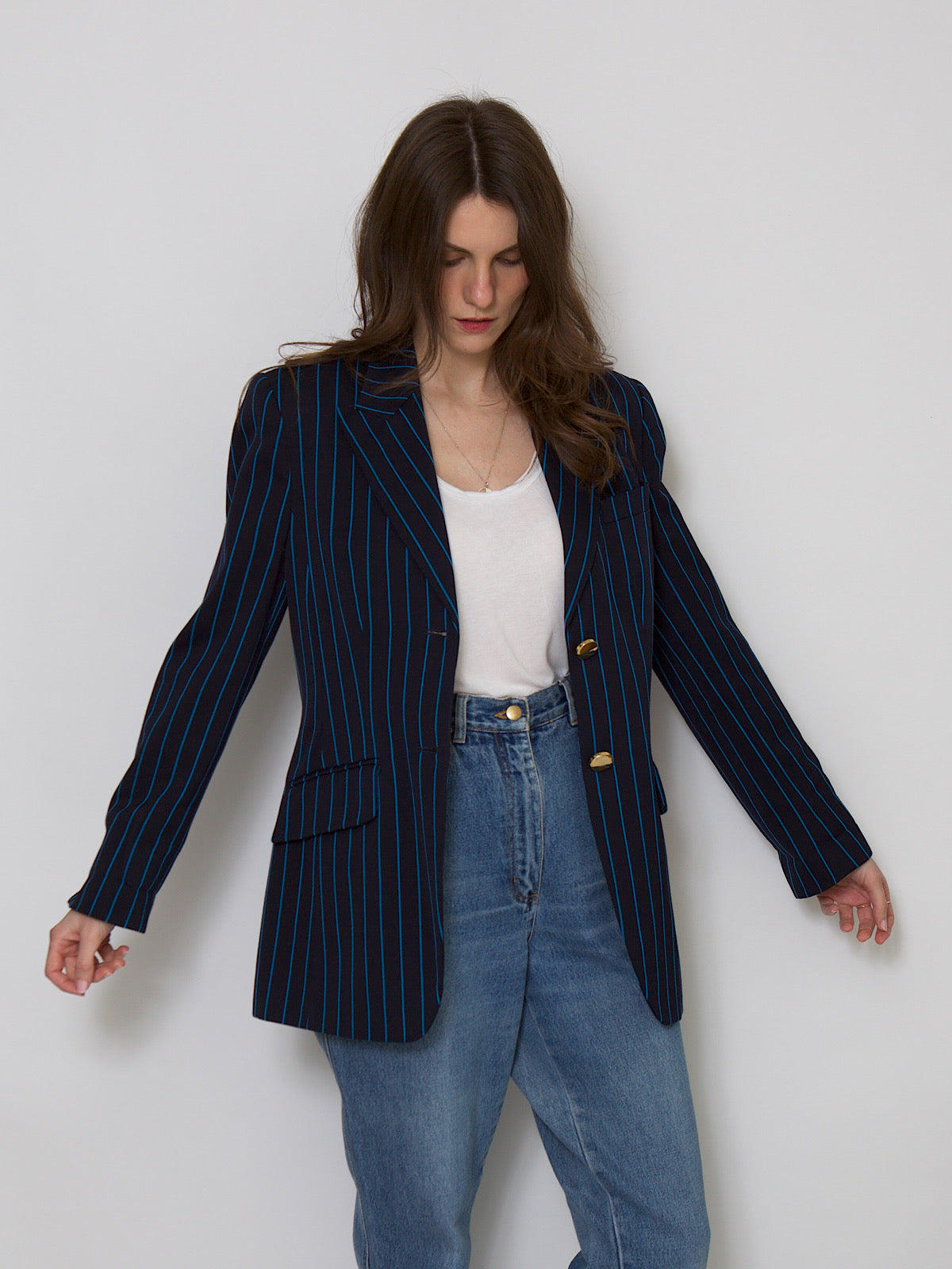 Vintage Laurel pinstripe blazer jacket in blue