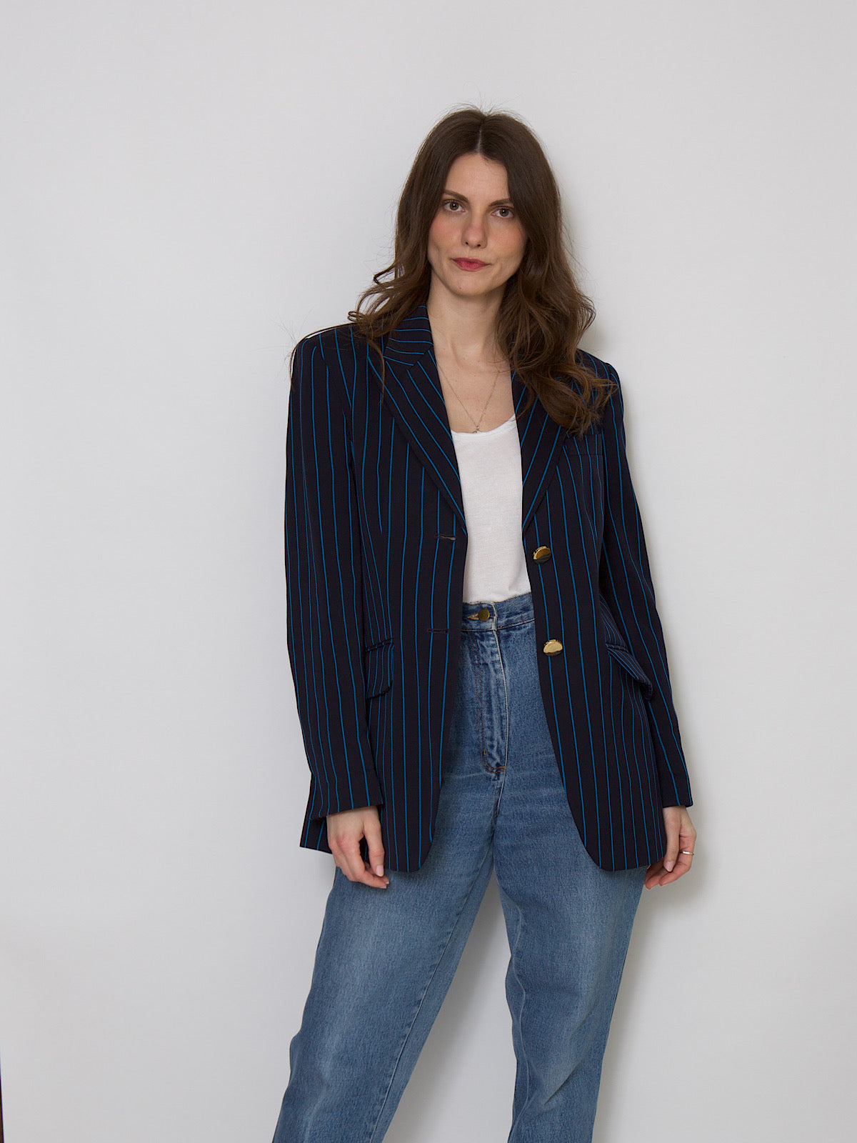 Vintage Laurel pinstripe blazer jacket in blue