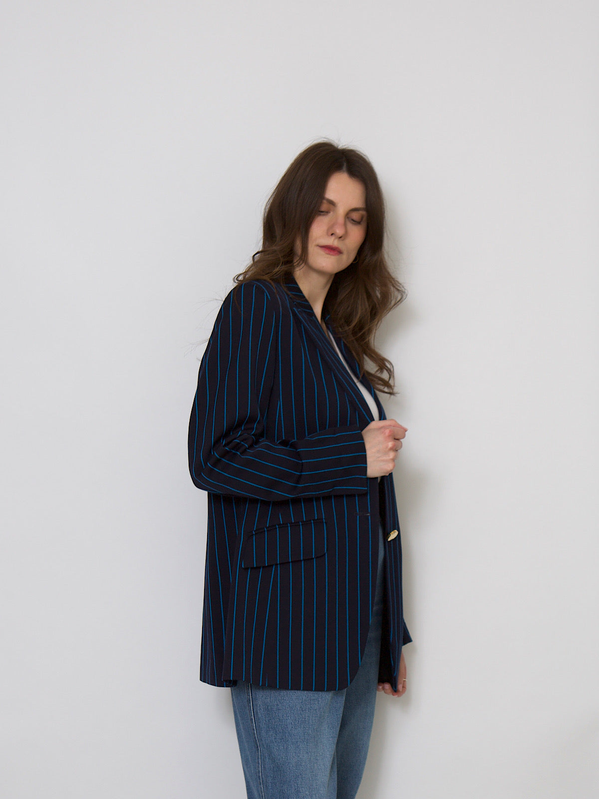 Vintage Laurel pinstripe blazer jacket in blue