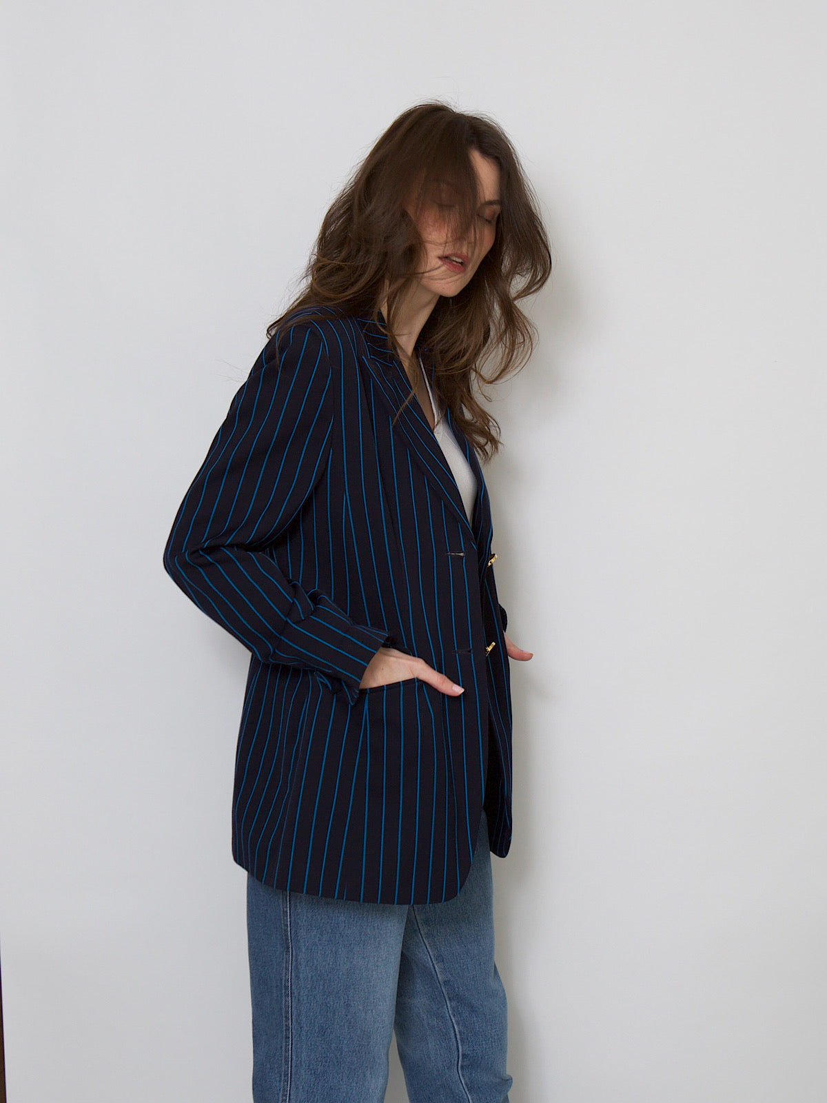 Vintage Laurel pinstripe blazer jacket in blue