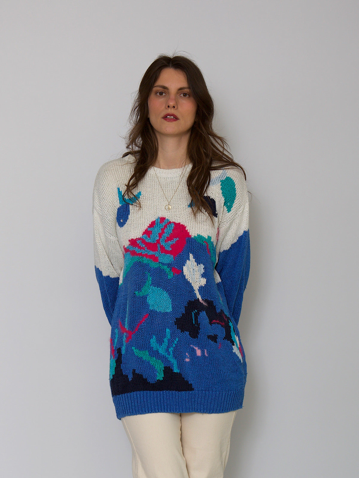 Vintage long sleeves jumper sea life print