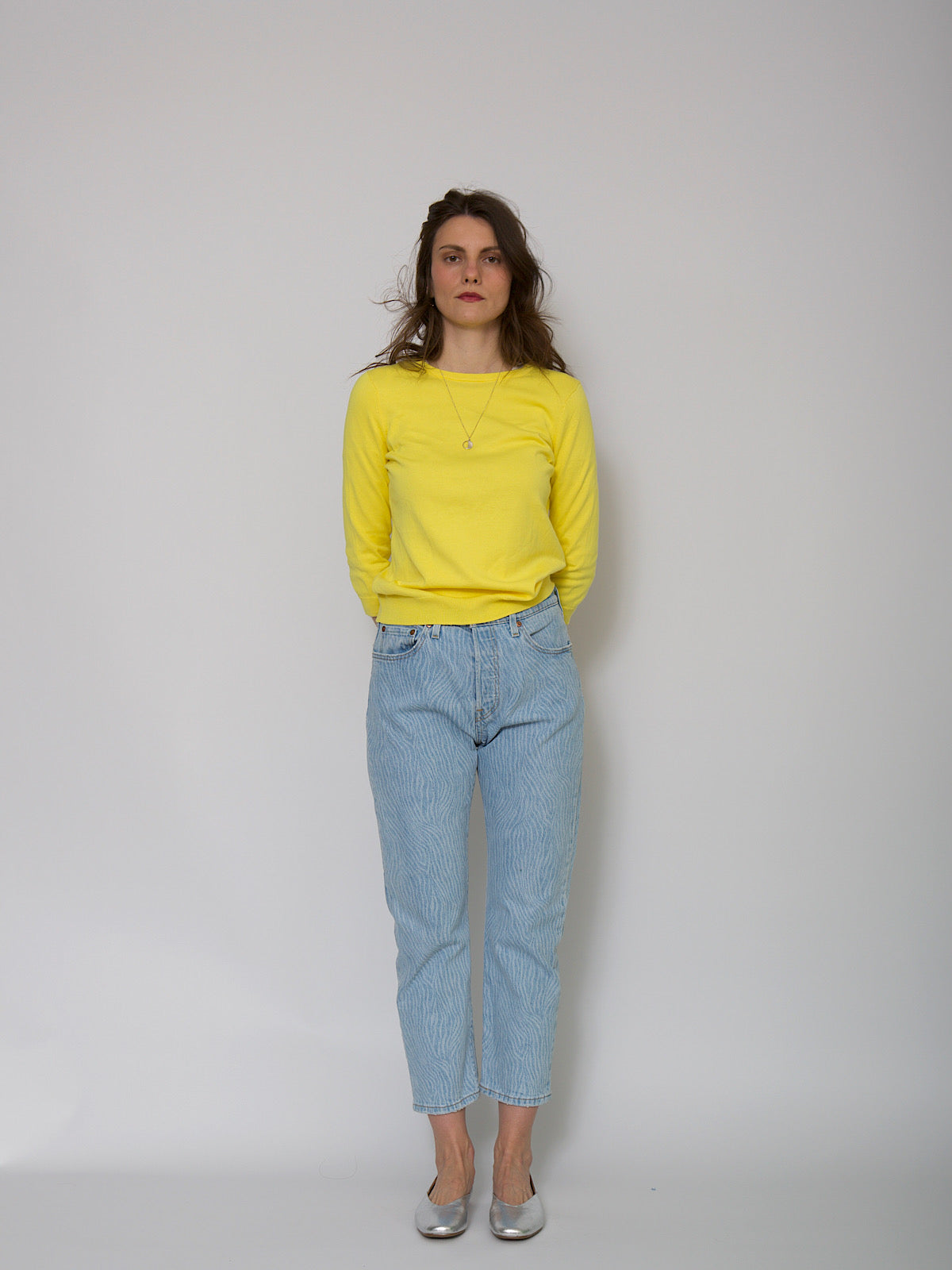 Light cotton long sleeves jumper in yellow