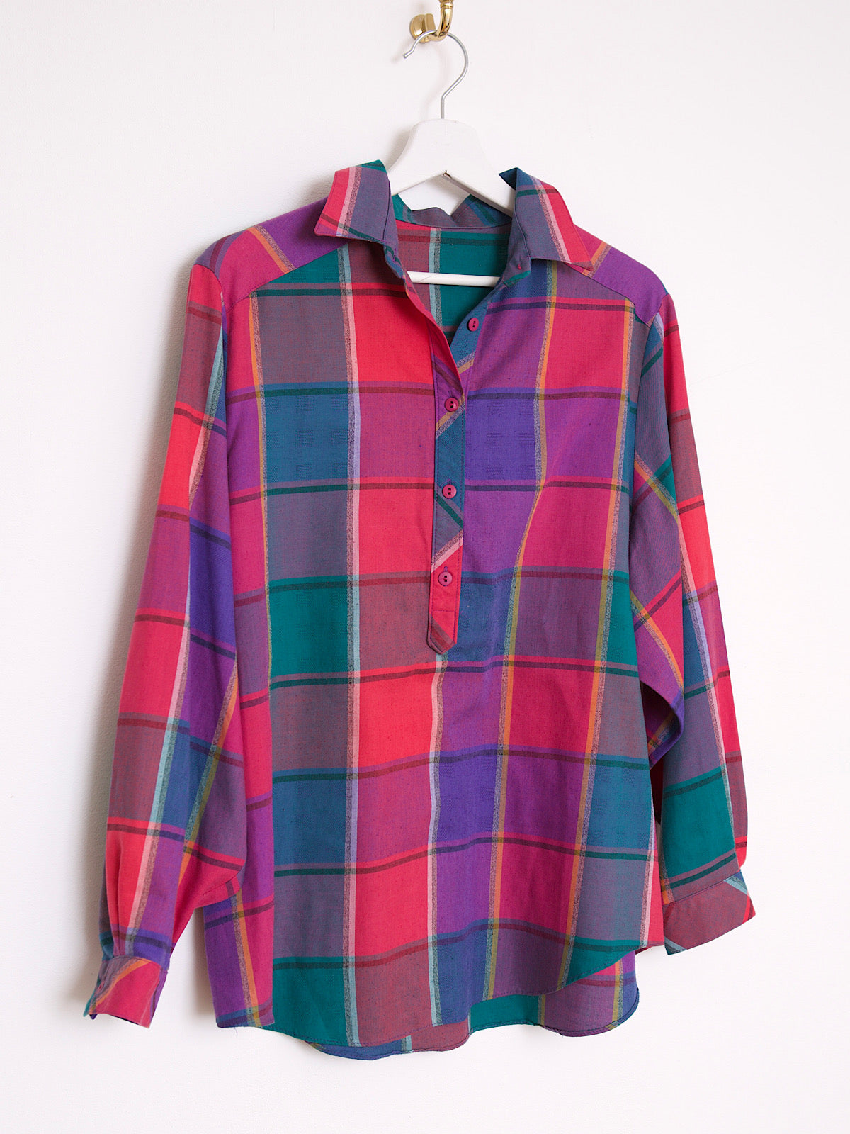 Vintage check print shirt long sleeves