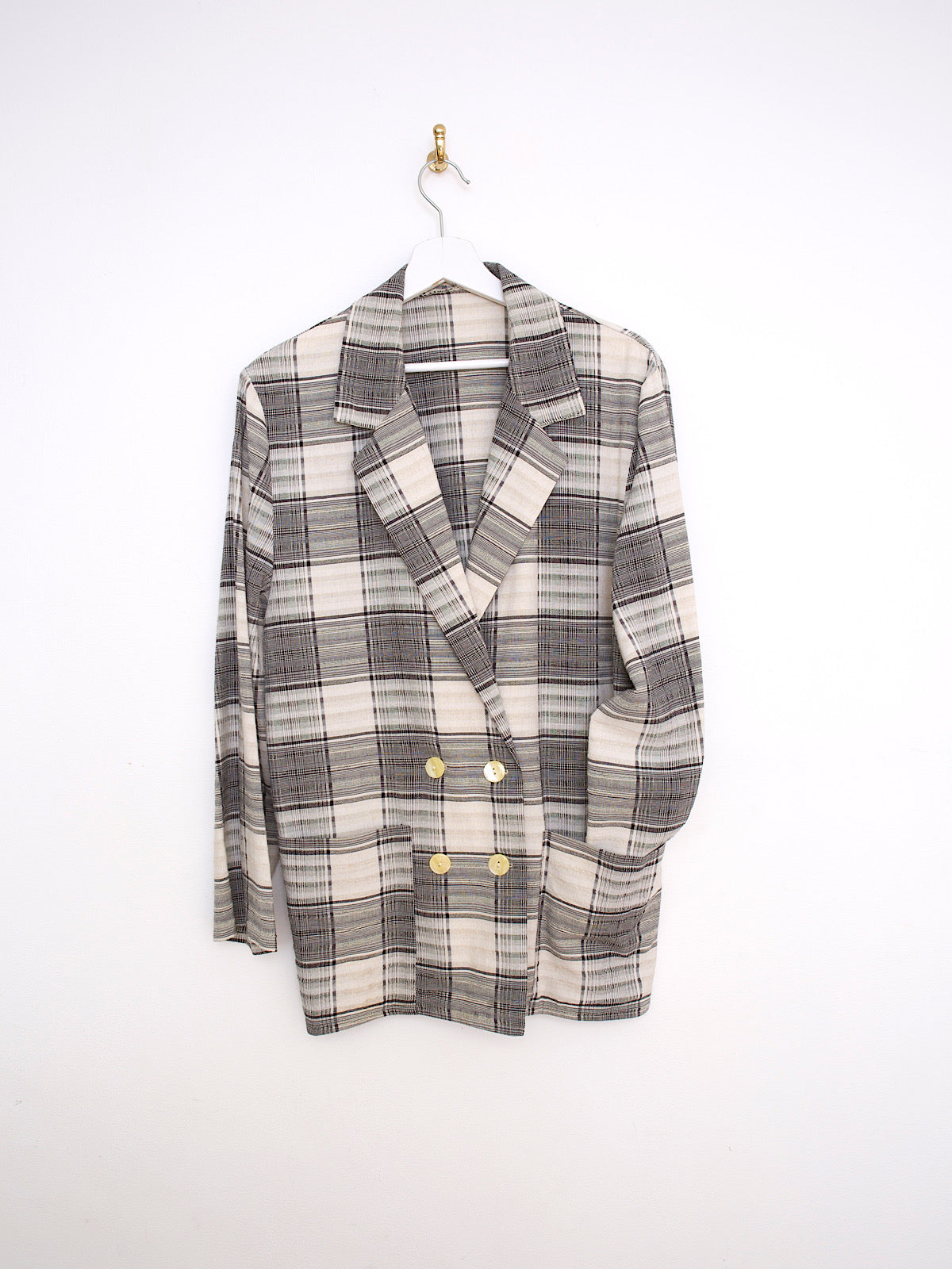 Vintage tartan blazer beige & grey double breasted