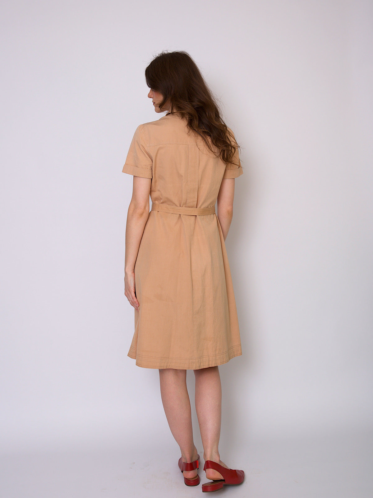 70s vintage safari shirt dress dagger collar