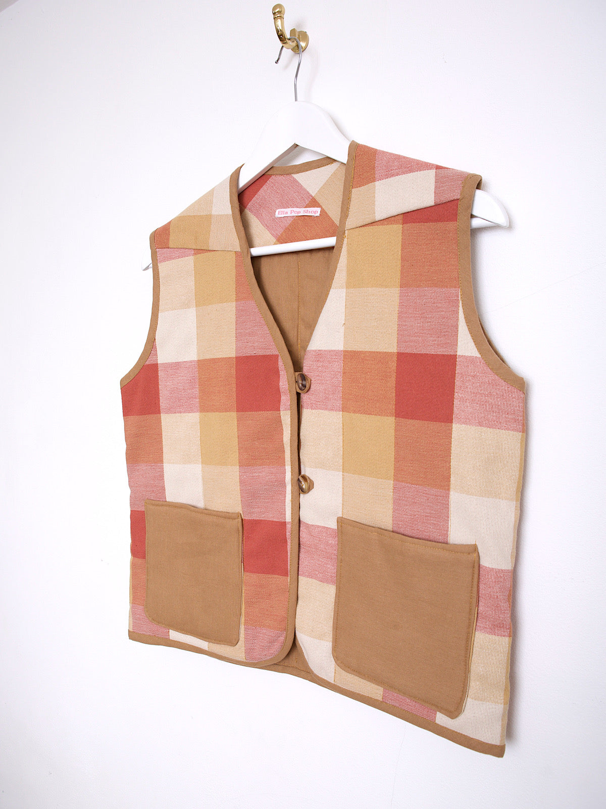 Handcrafted waistcoat with check cotton fabric