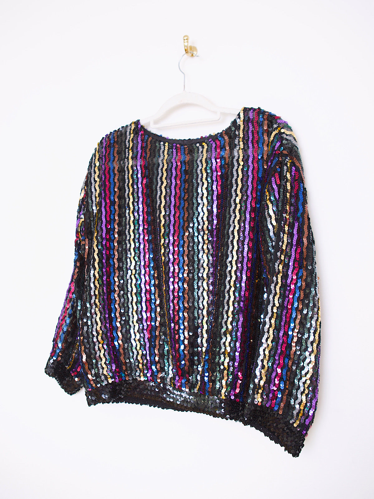 Vintage multicoloured sequins party top long sleeves