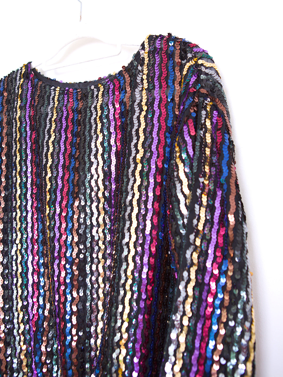 Vintage multicoloured sequins party top long sleeves