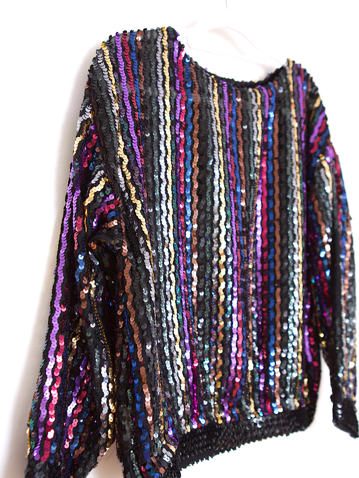 Vintage multicoloured sequins party top long sleeves