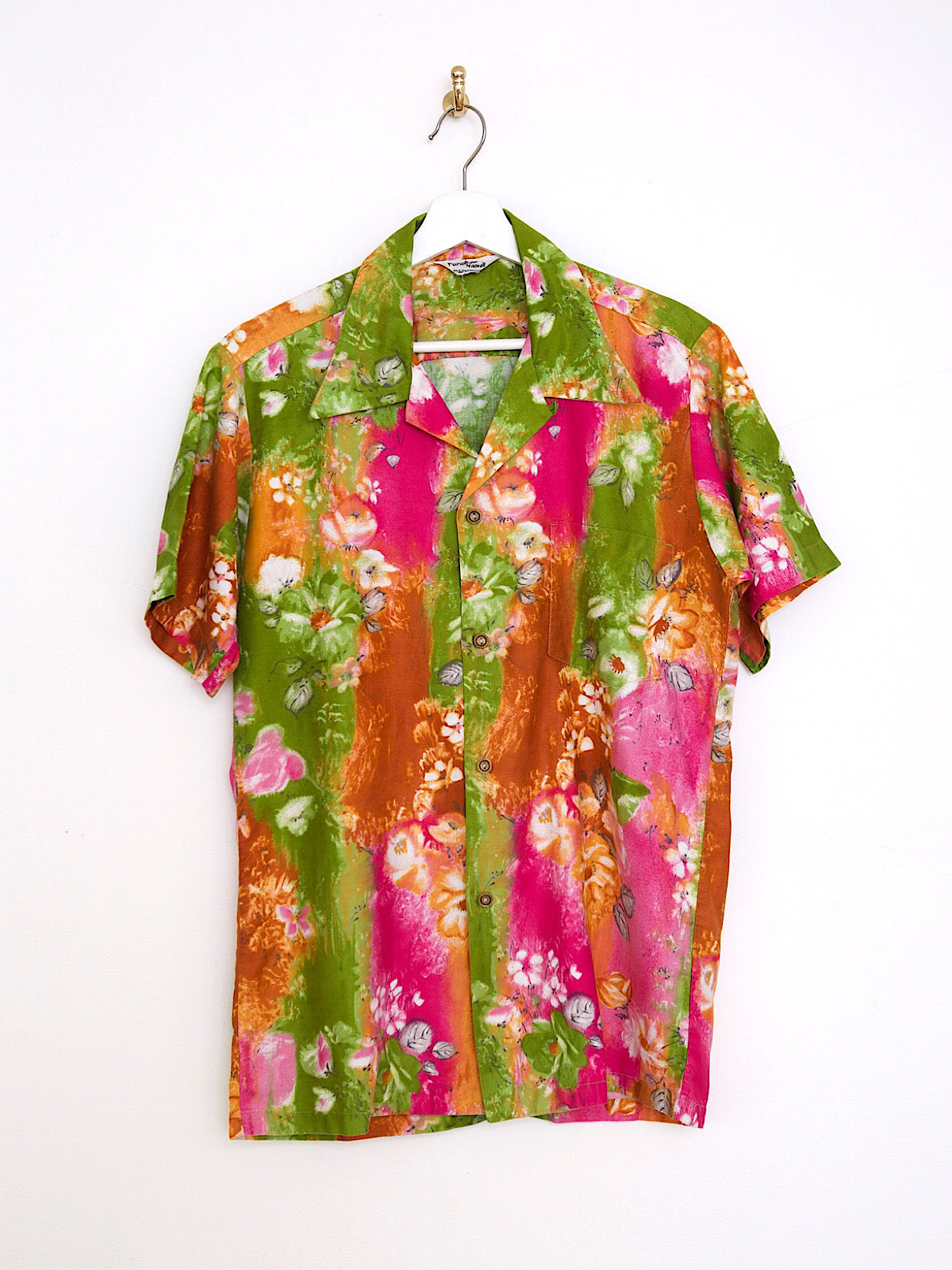 60s vintage Hawaii shirt bright floral print