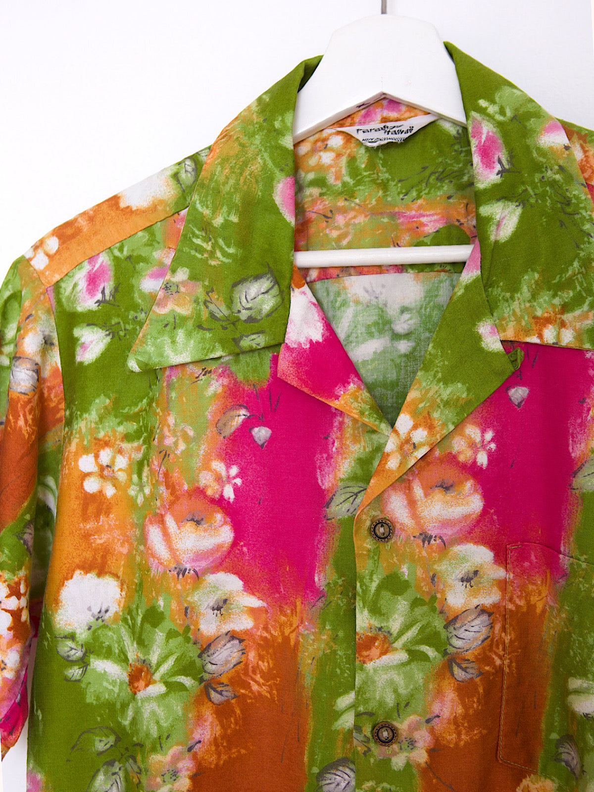 60s vintage Hawaii shirt bright floral print