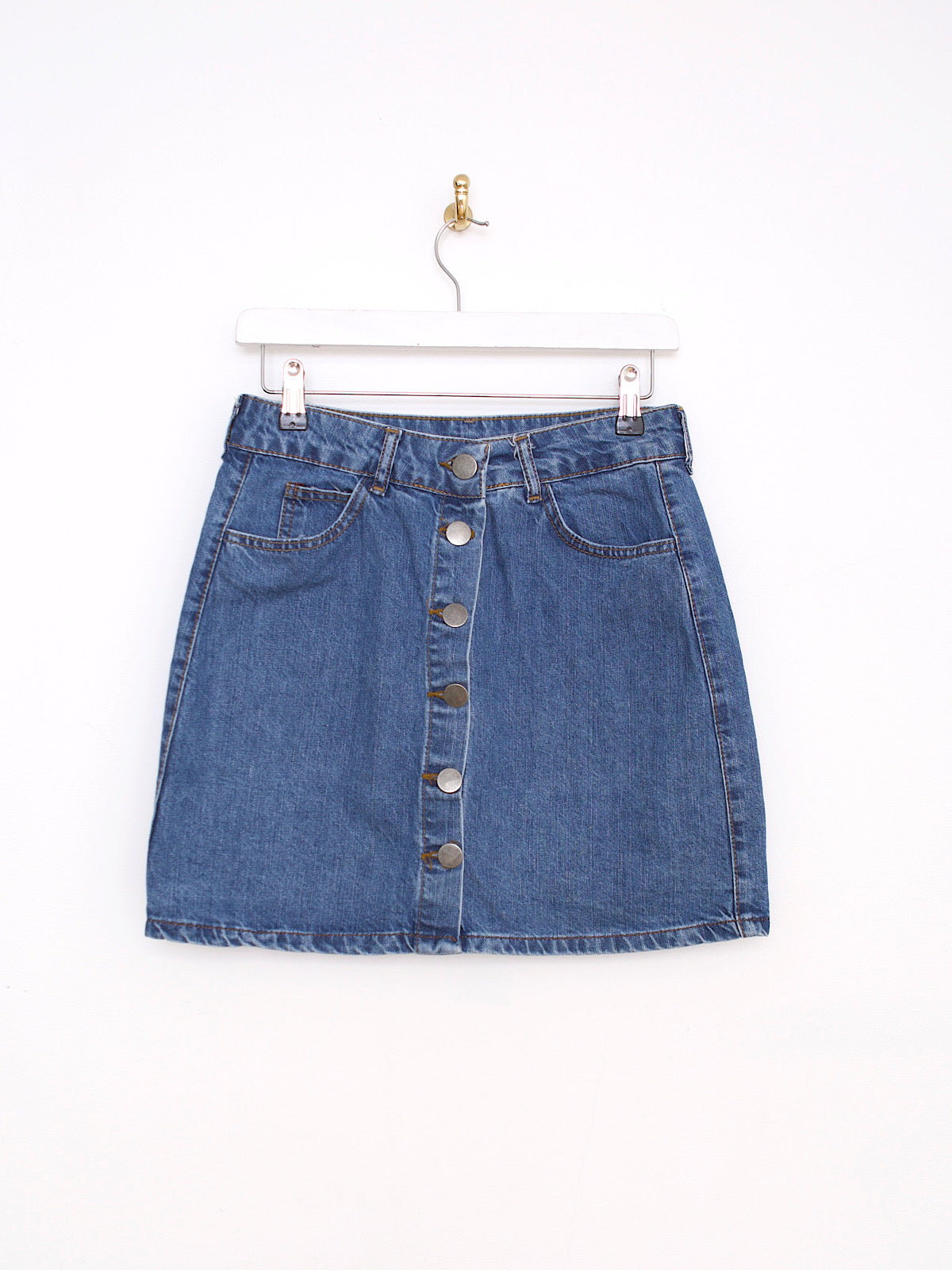 Blue denim mini skirt 70s style