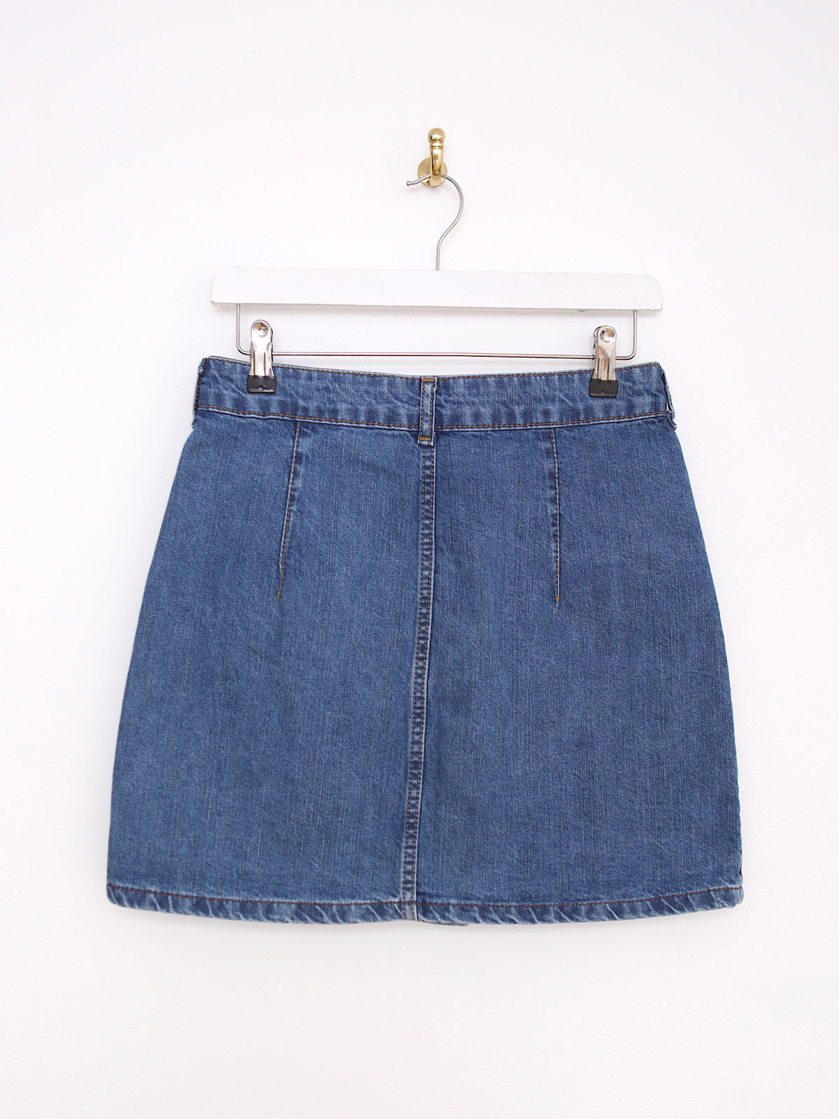 Blue denim mini skirt 70s style