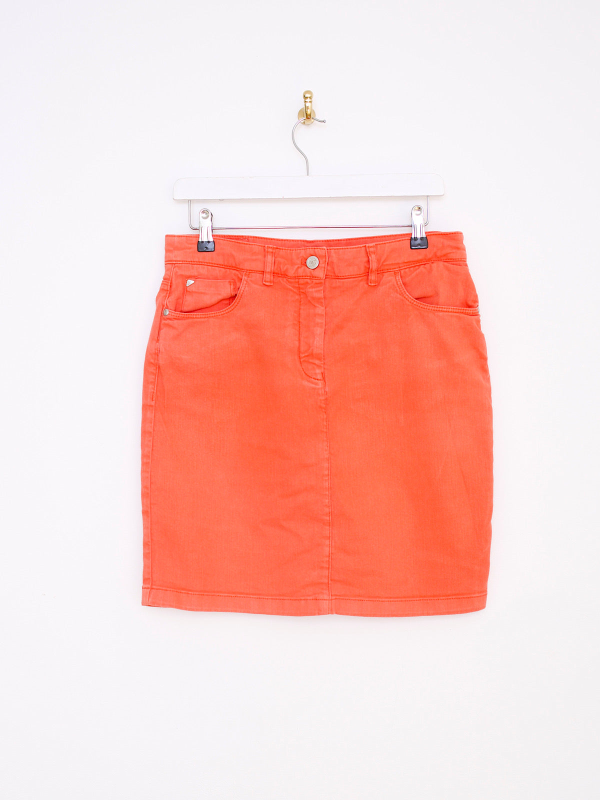 90s vintage mini denim skirt orange by New Man