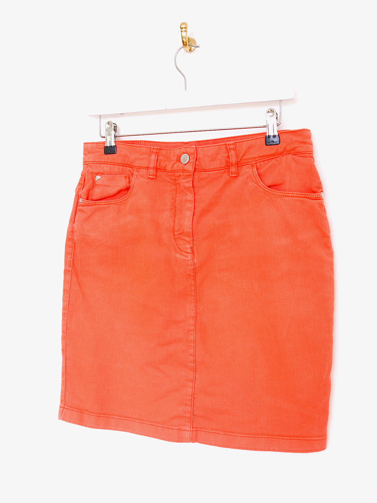 90s vintage mini denim skirt orange by New Man