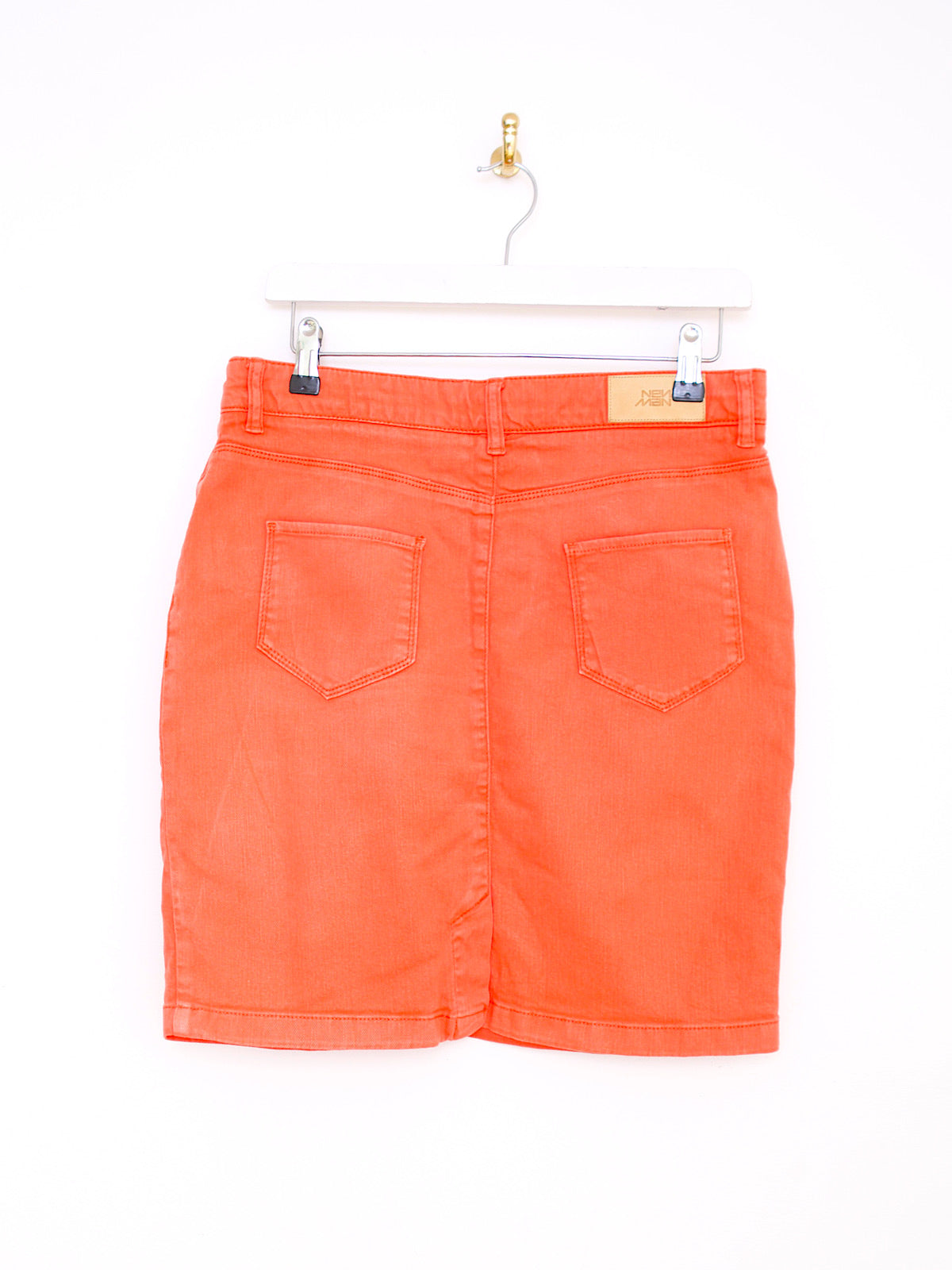 90s vintage mini denim skirt orange by New Man