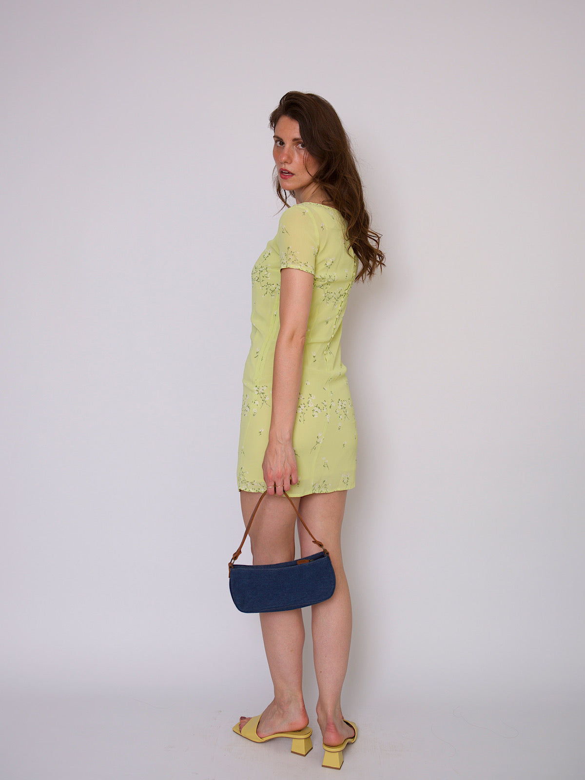 90s vintage mini dress lime colour by Cacharel