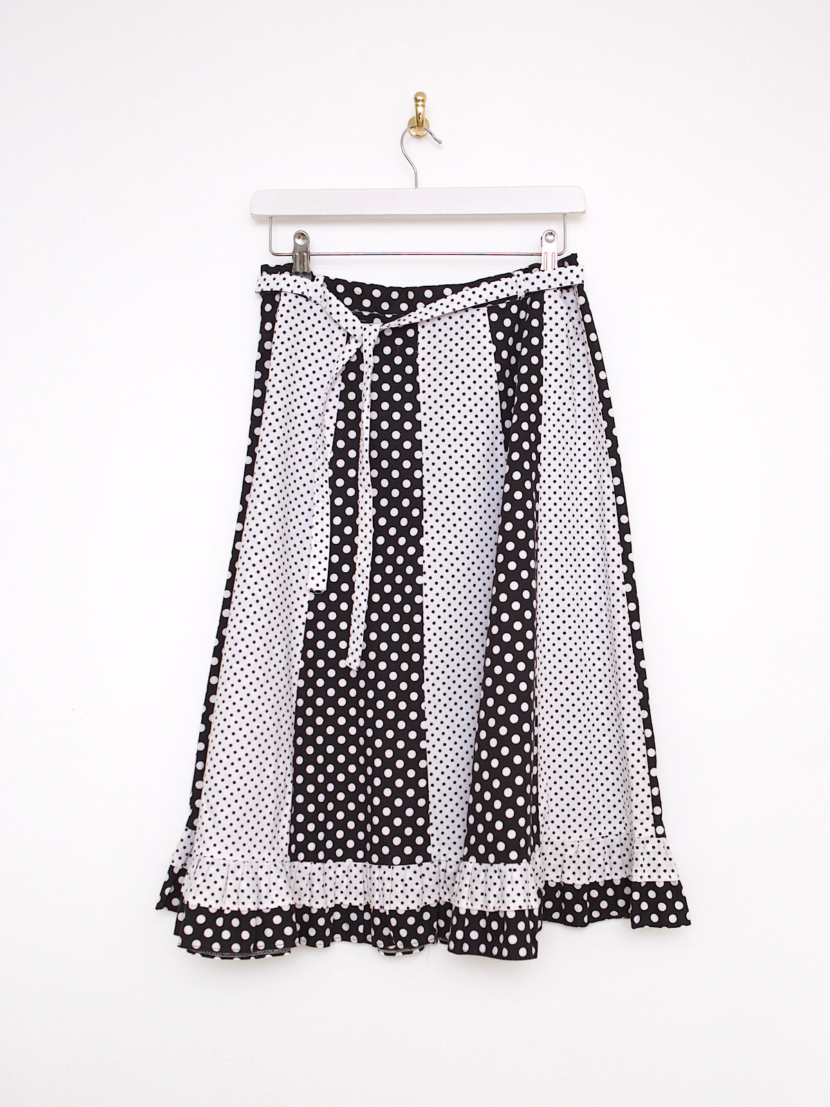 Vintage cotton A line skirt black and white polka dot