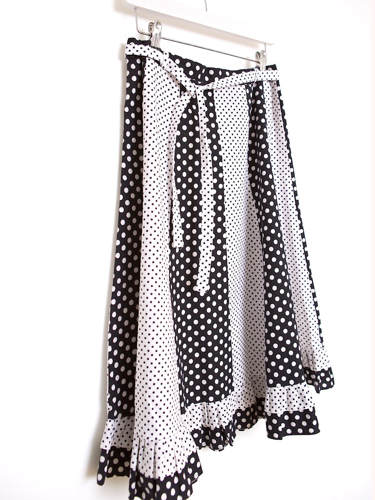 Vintage cotton A line skirt black and white polka dot